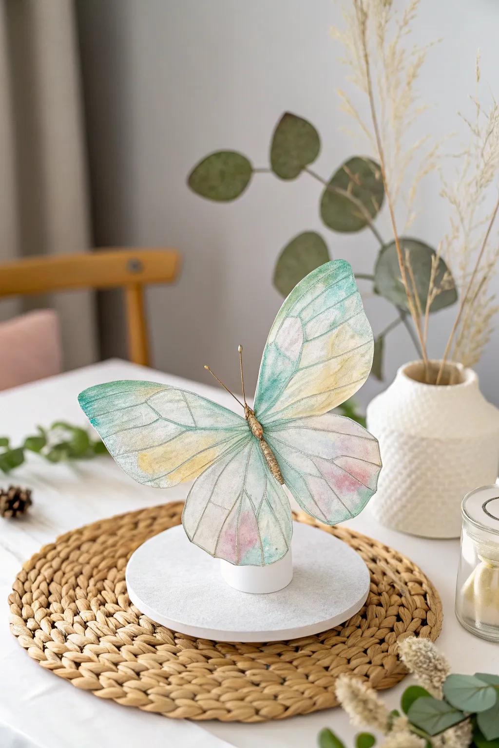 Such delicate beauty: A handmade filter paper butterfly brings a gentle charm and vibrant color to your home.