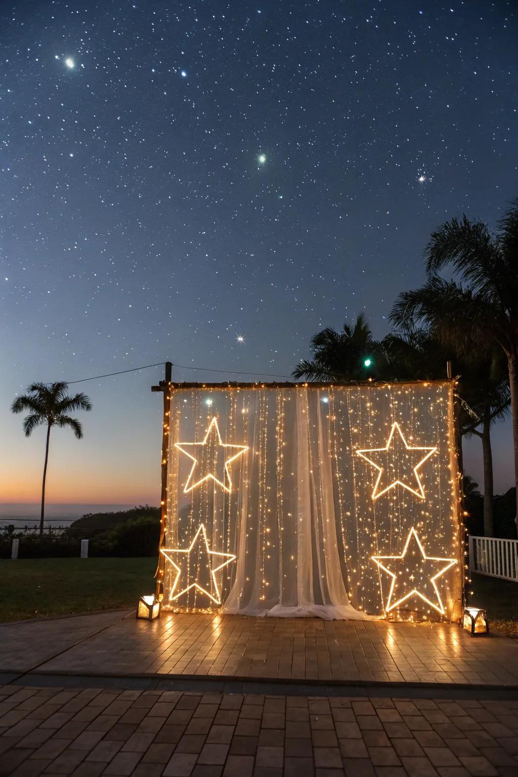 A magical starlit scene that is perfect for commemorating your wedding day.