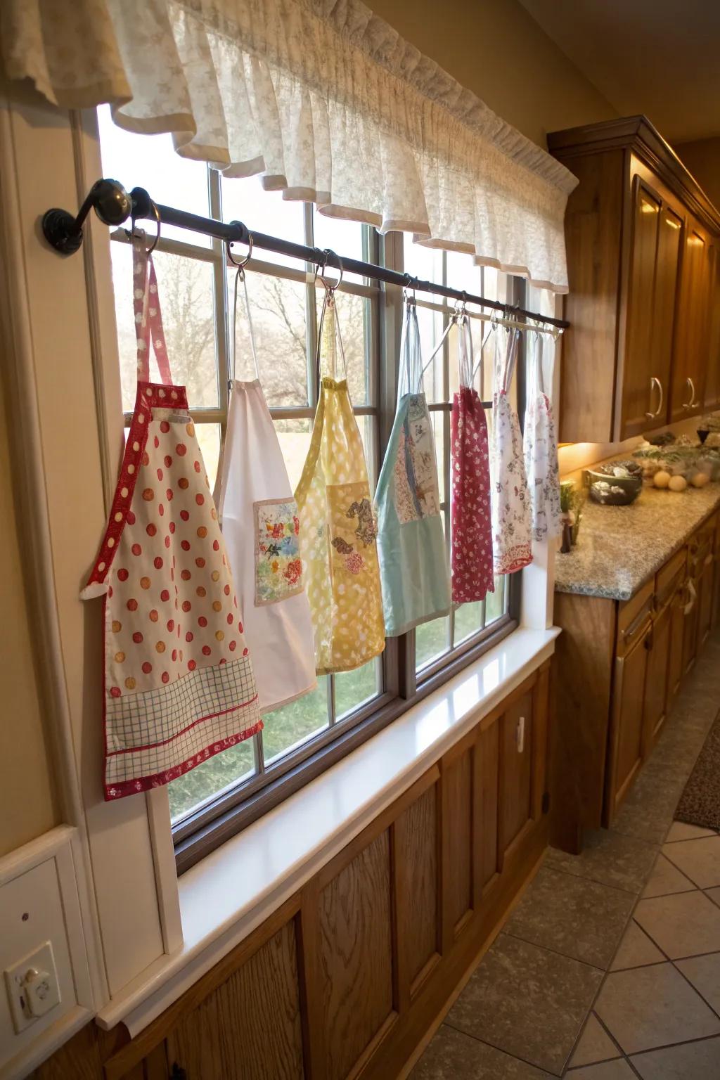 Introduce a whimsical element to your windows with apron-fashioned valances.