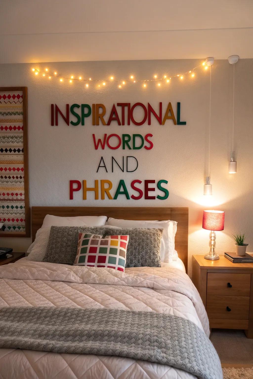 Imbue personal significance through typographic art over your bed.