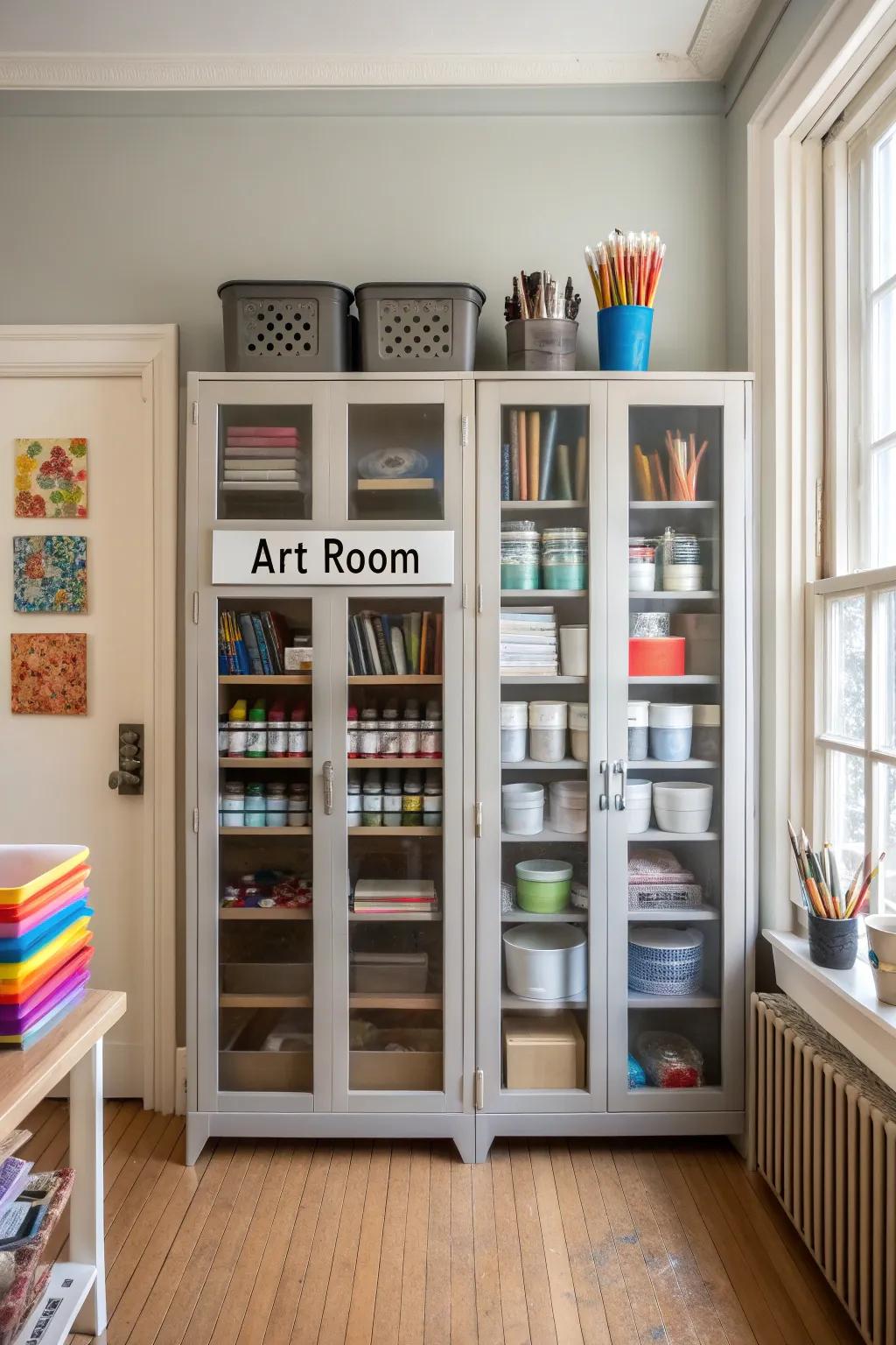 Use trendy storage solutions to keep your creative equipment accessible.