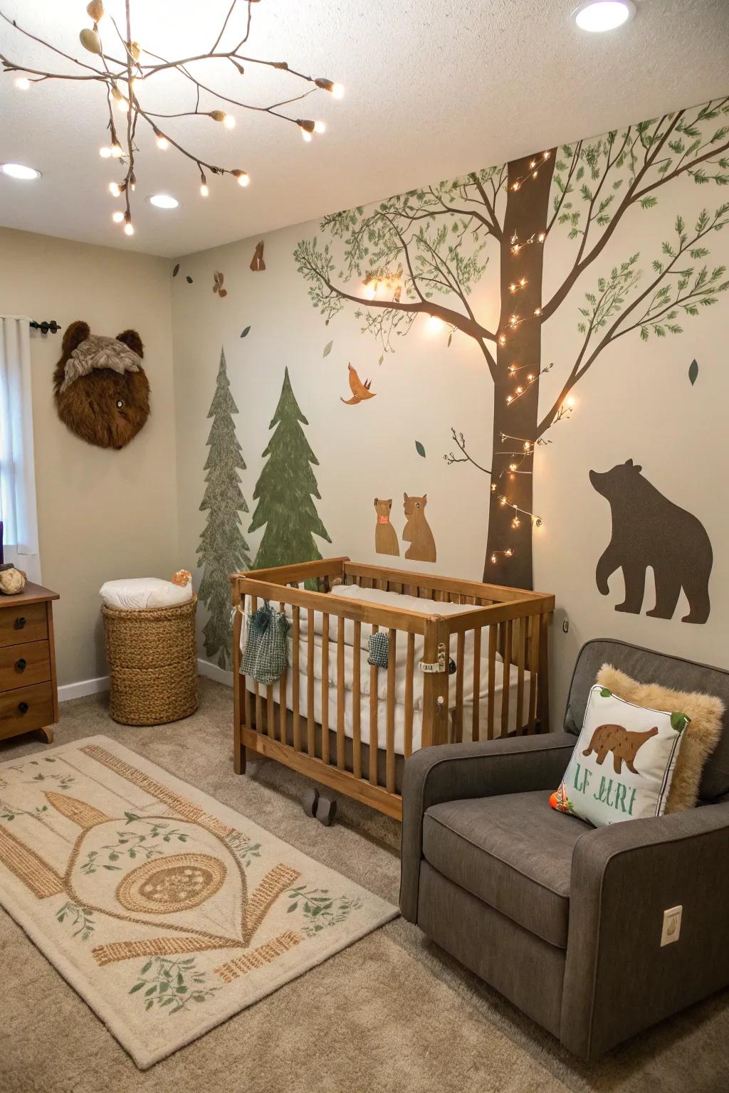 Venture into nature with a woodland-themed nursery, filled with earthy charm.