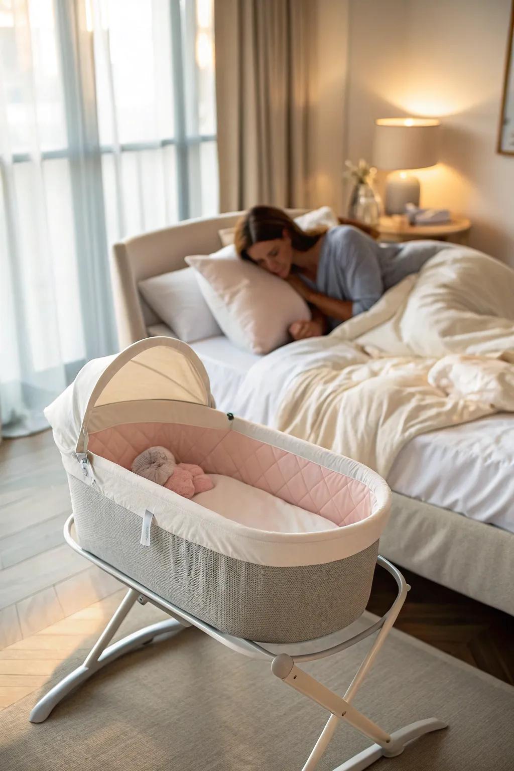 A snug dream cradle that fosters an atmosphere of nurturing sleep.