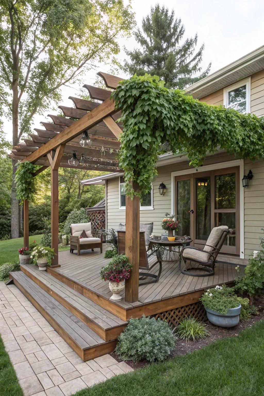 Pergolas add refinement and relaxation, ideal for sunny days.