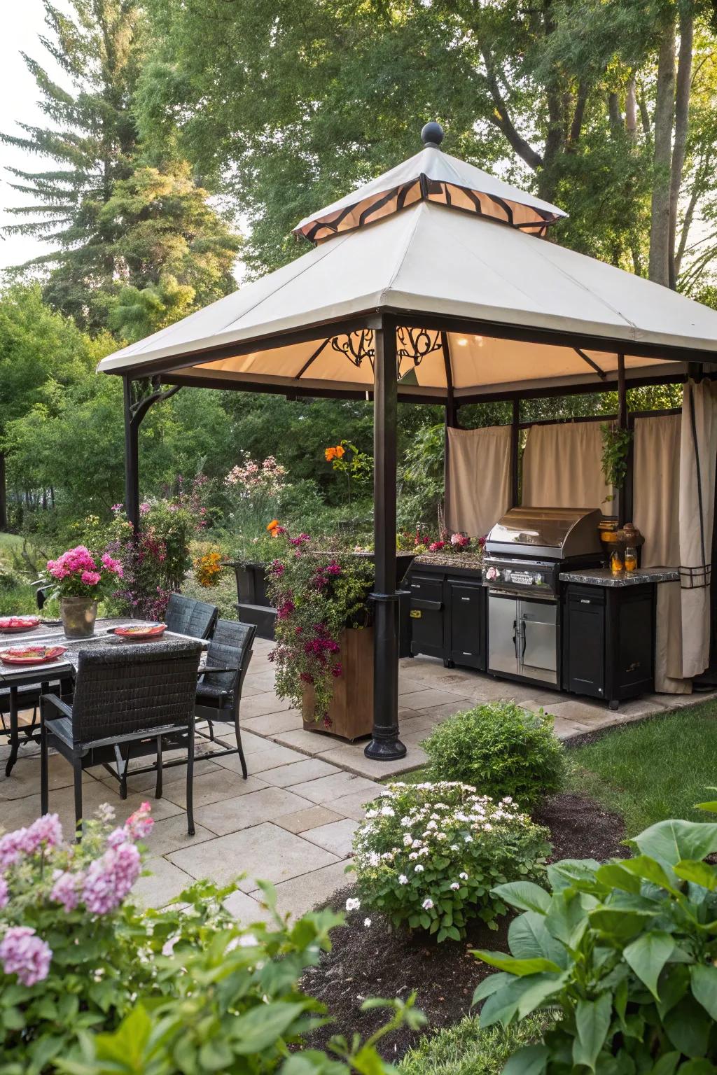 An open-air BBQ shed for breezy summer nights.