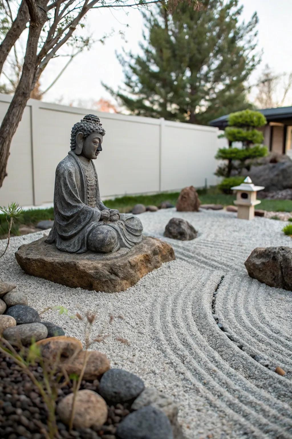 A contemplative rock arrangement gives serenity with very little upkeep.