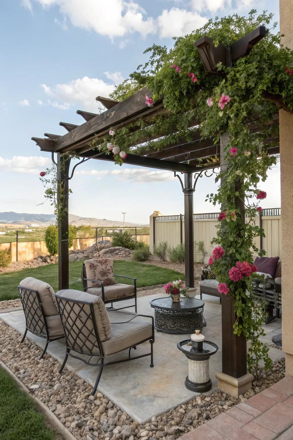 Construct an inviting, shaded space with a graceful pergola.