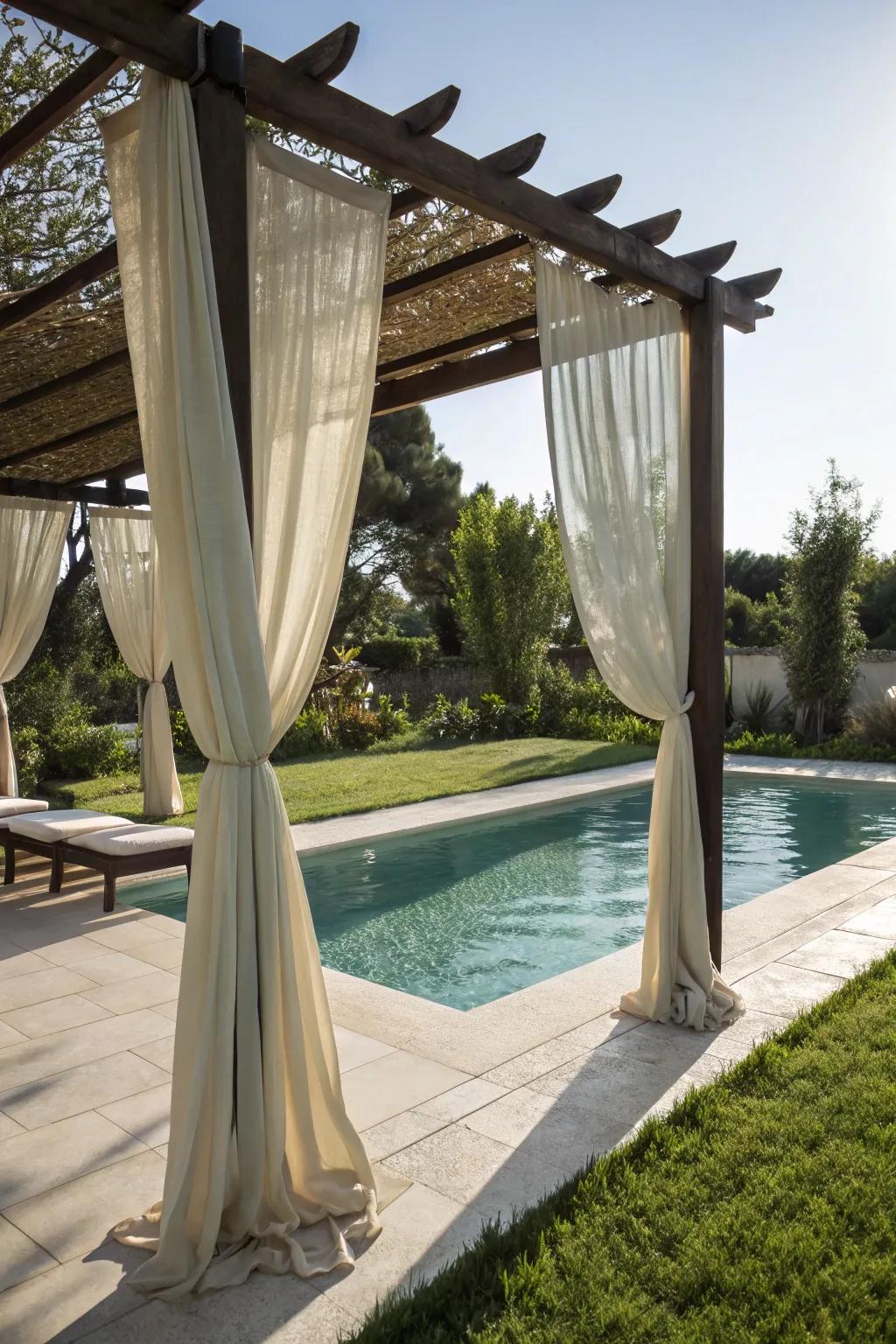 Pergola curtains enrich the space with seclusion and beauty.