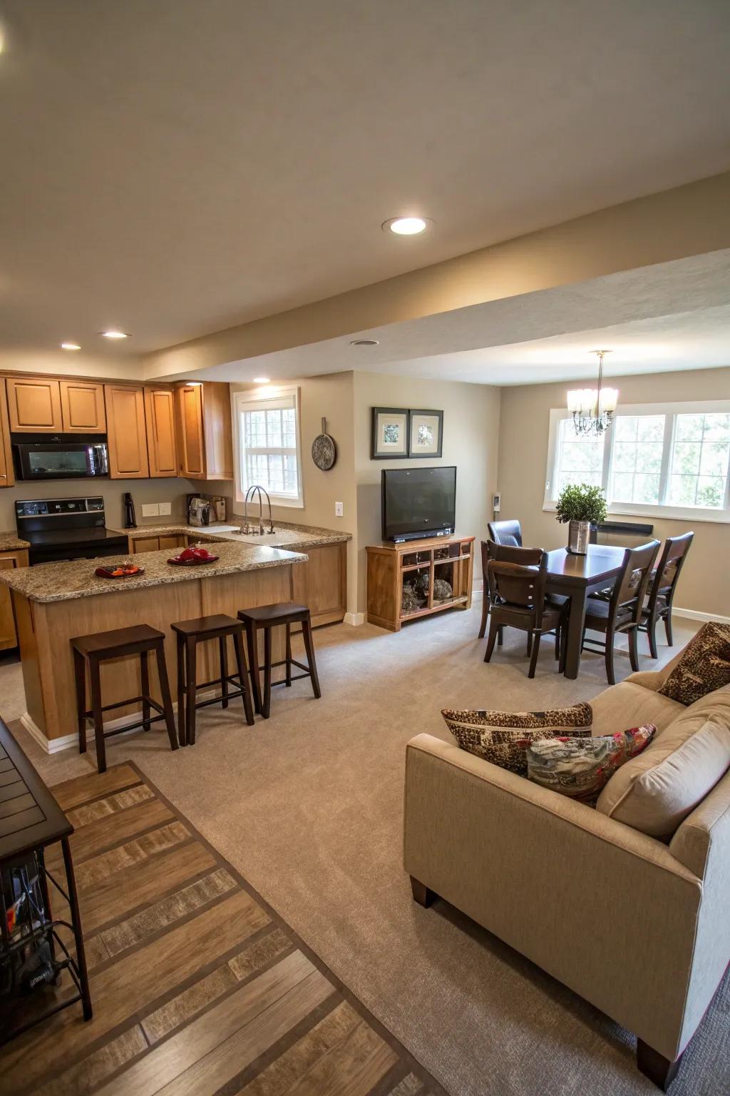 Open concepts instill an air of spaciousness.