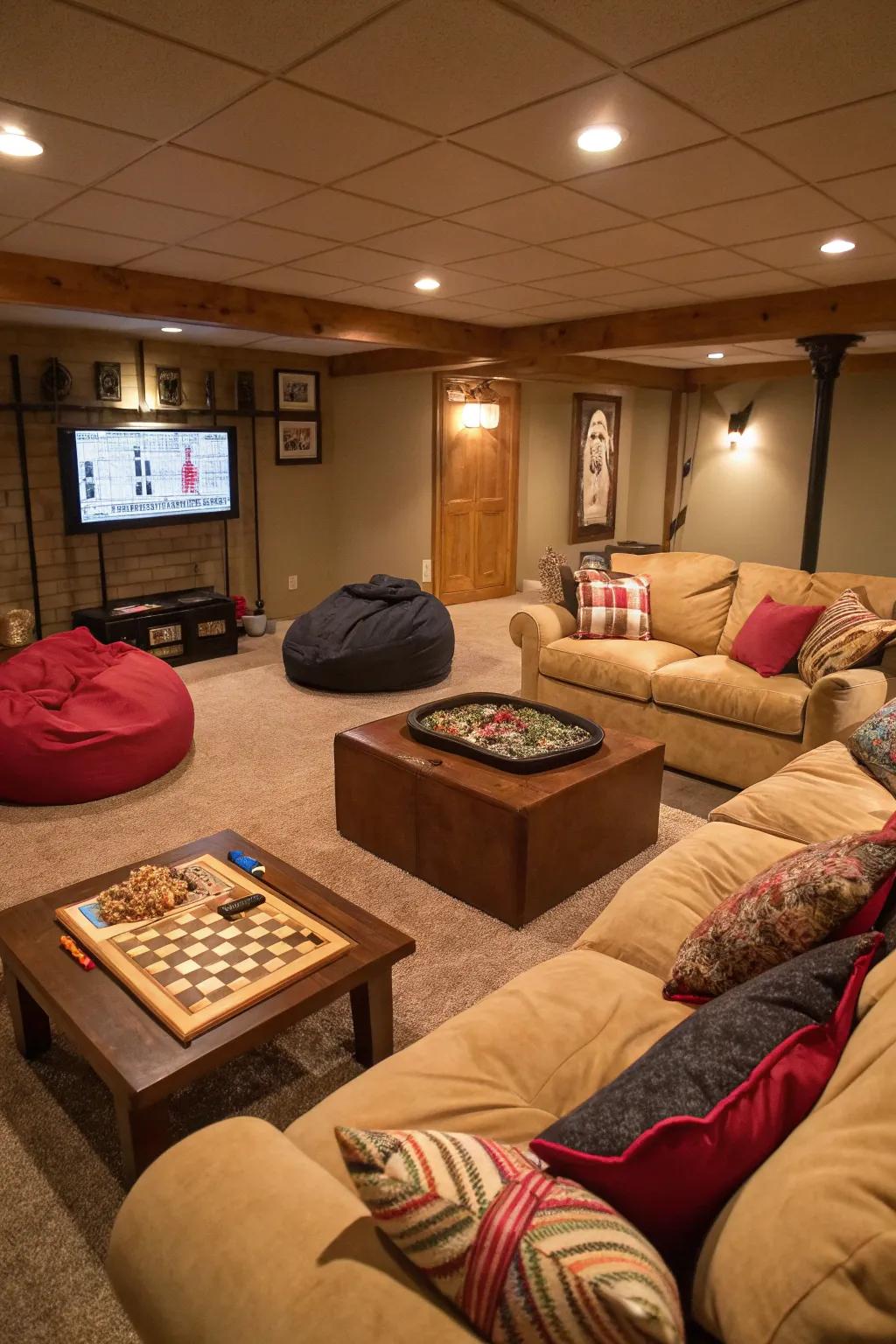 Comfortable seating makes your game room welcoming and relaxing.