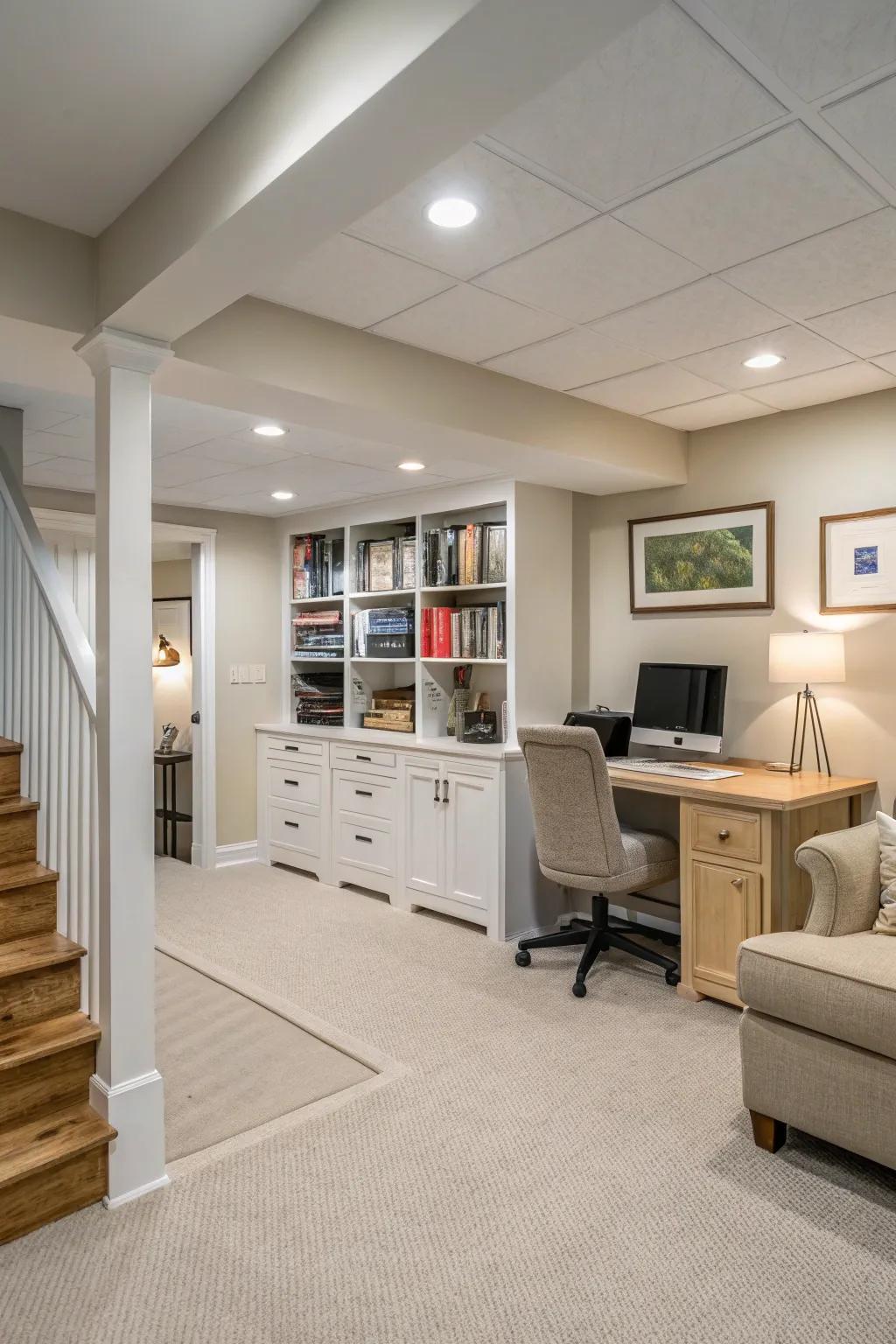 Light colors can make a room without windows feel open and welcoming.