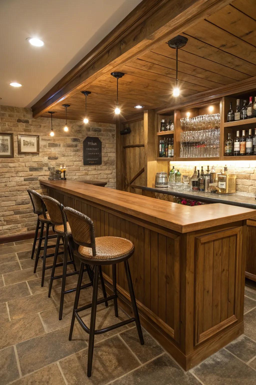 Socialize in high style with your very own basement bar.