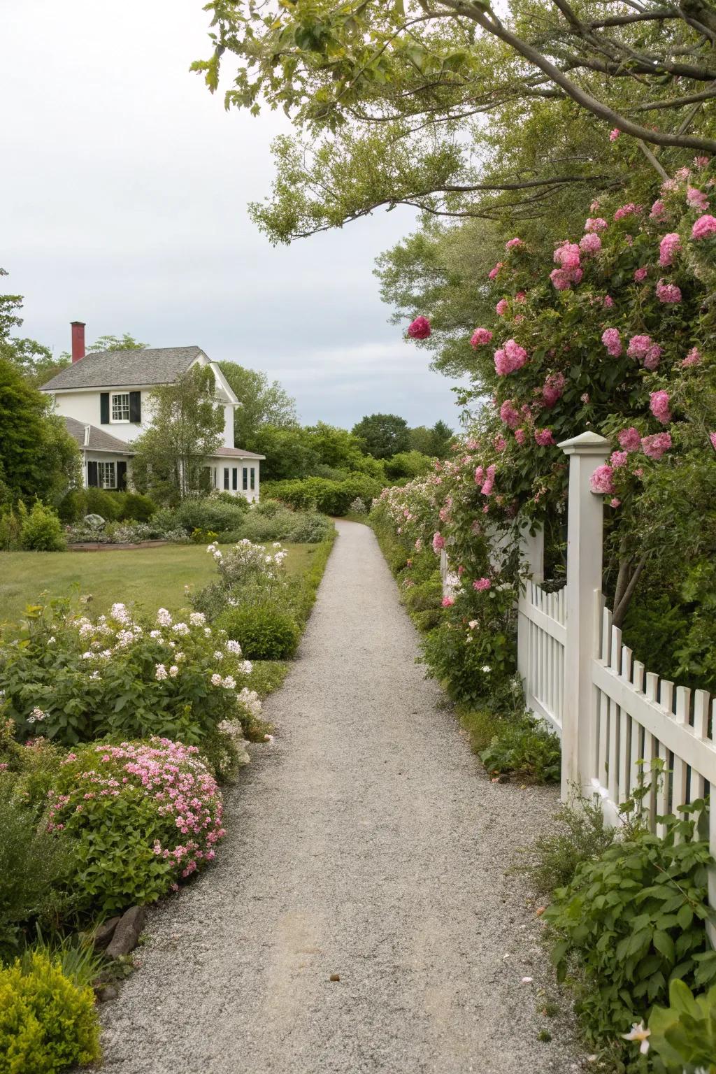 A gravel path allows effortless passage through the garden.