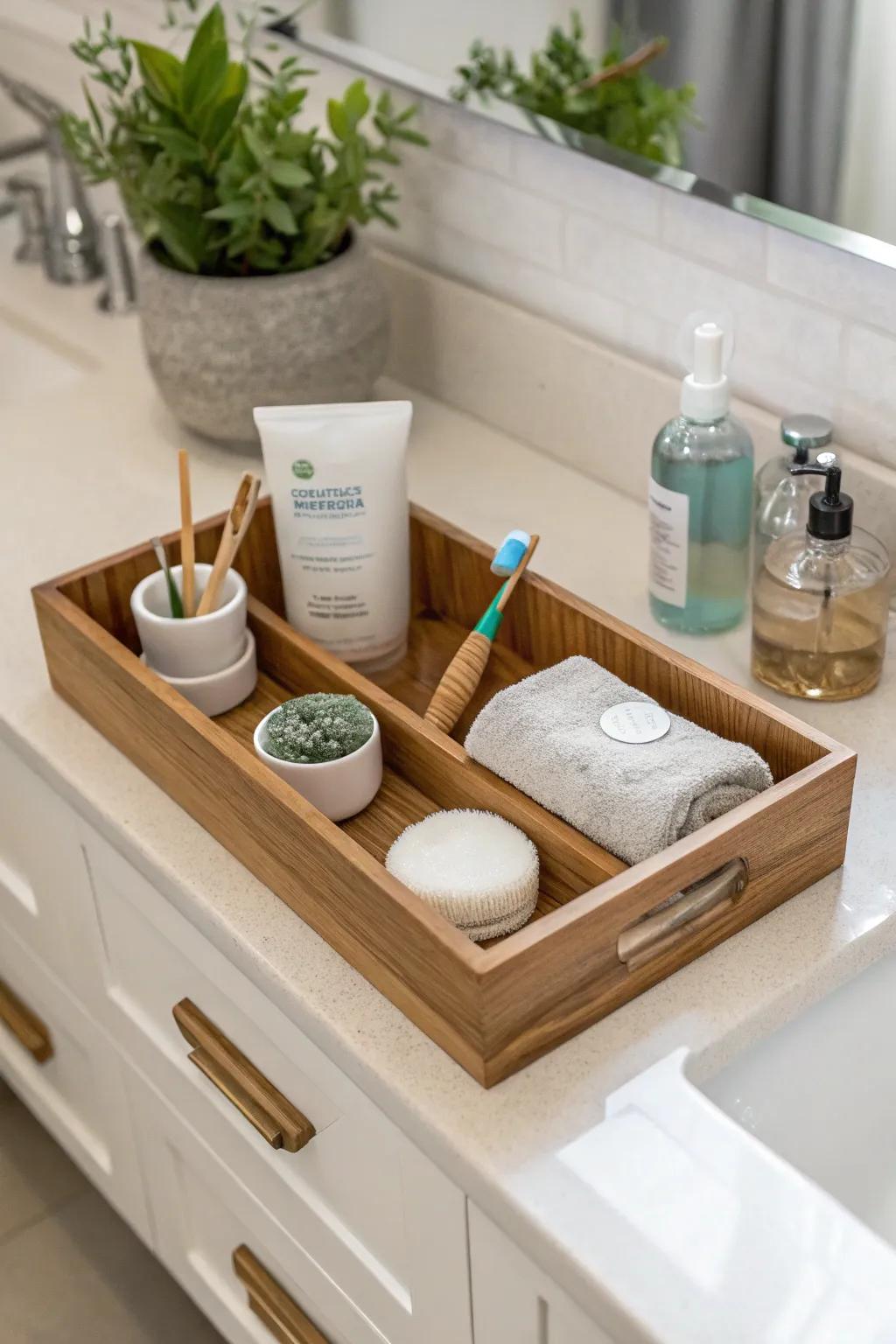 Trays ensure your bathroom vanity is both organized and chic.