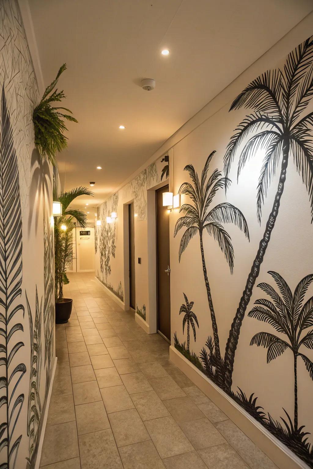 Turn your foyer into a tropical haven with frond images.