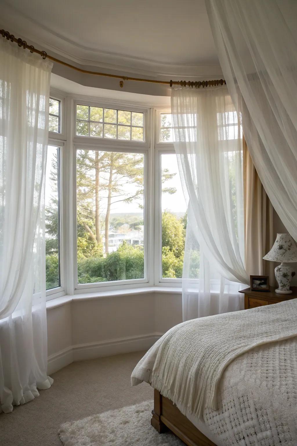 Airy curtains bring elegance and softness to your bay window.