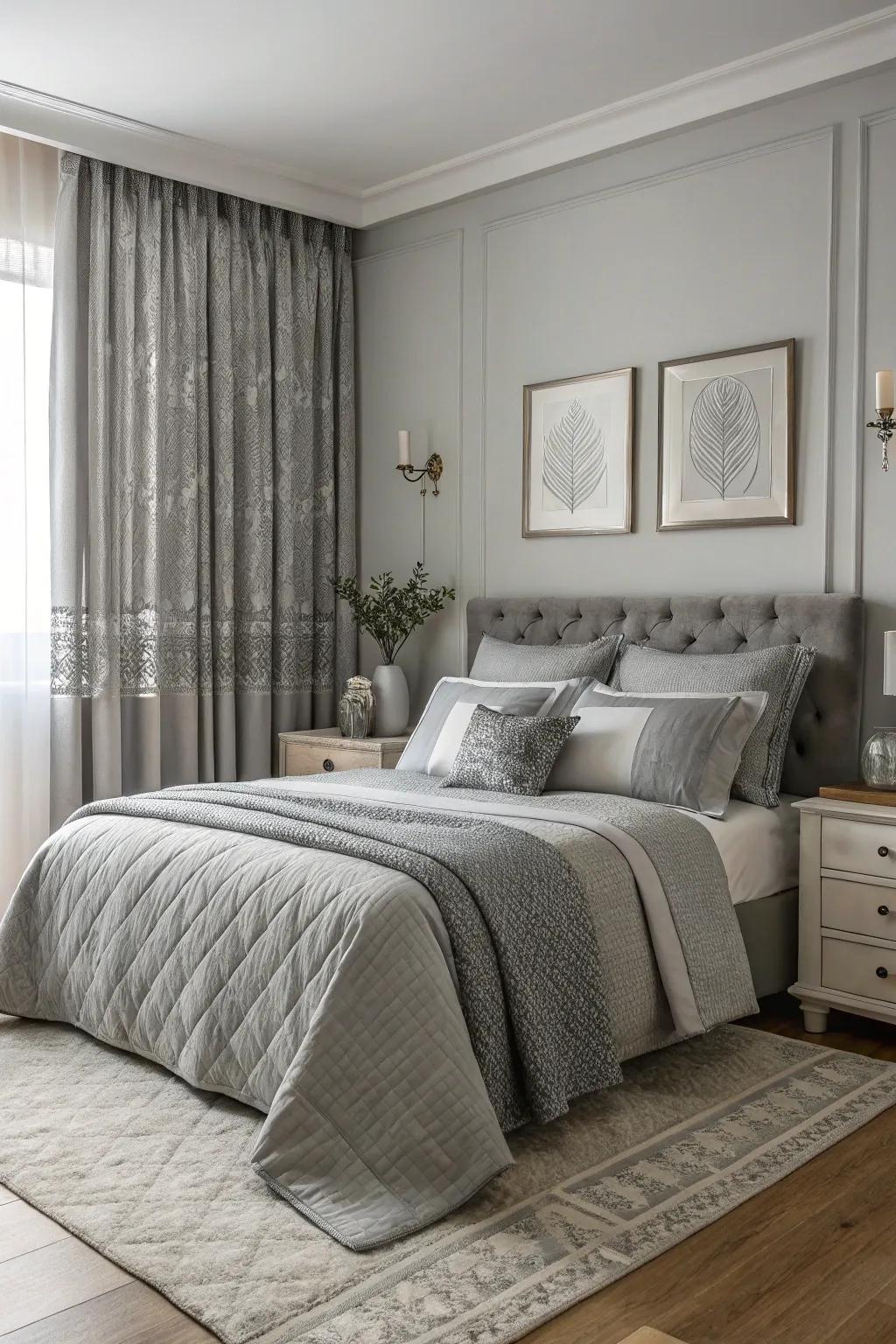 A serene bedroom showcasing a harmonious taupe color scheme.