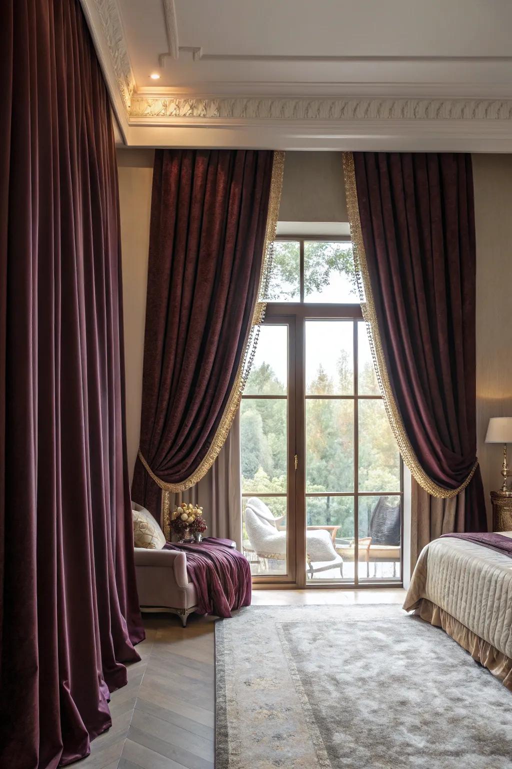 Long curtains give any bedroom a sense of drama and sophistication.