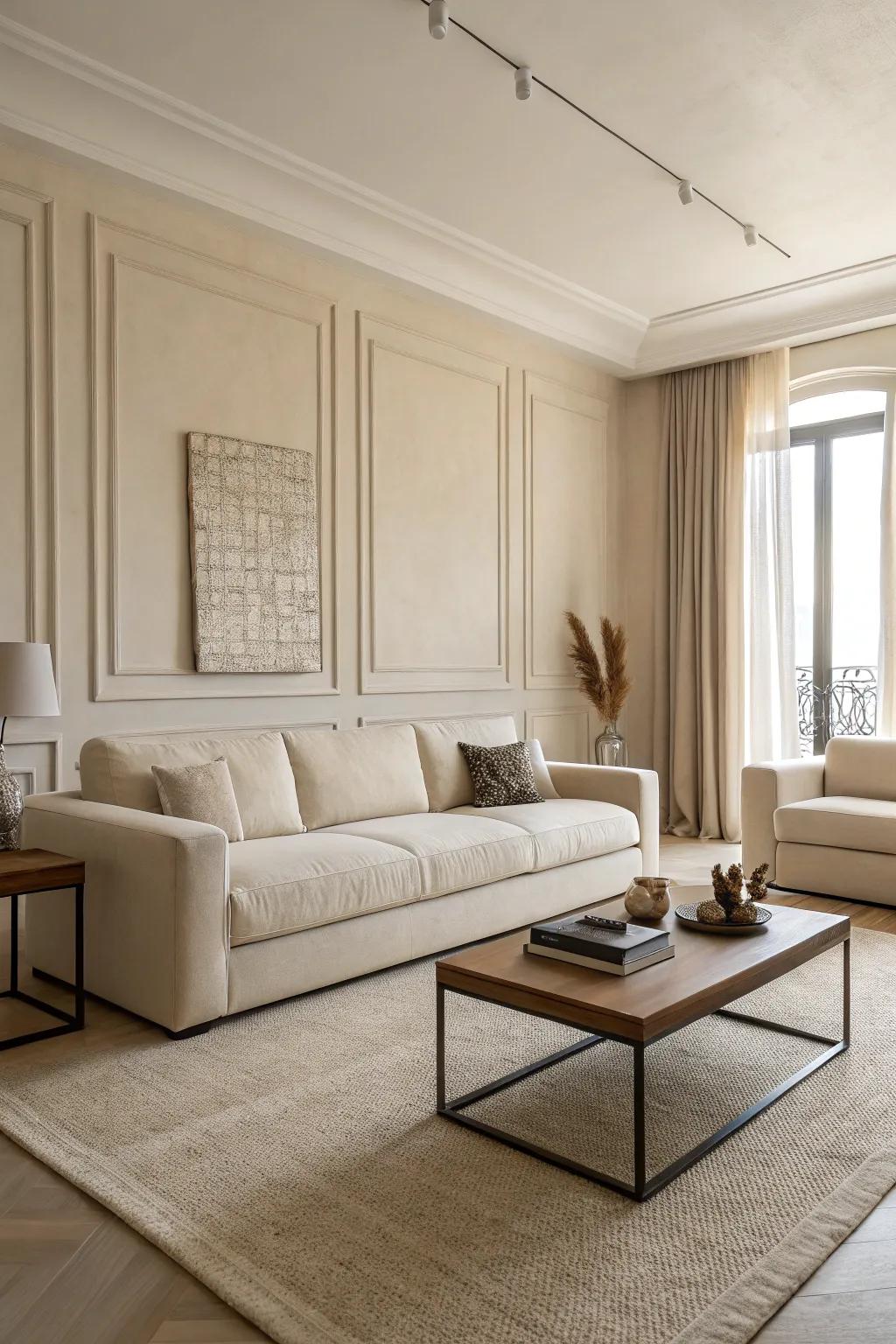Simple and functional furniture helps maintain a modern and uncluttered room.
