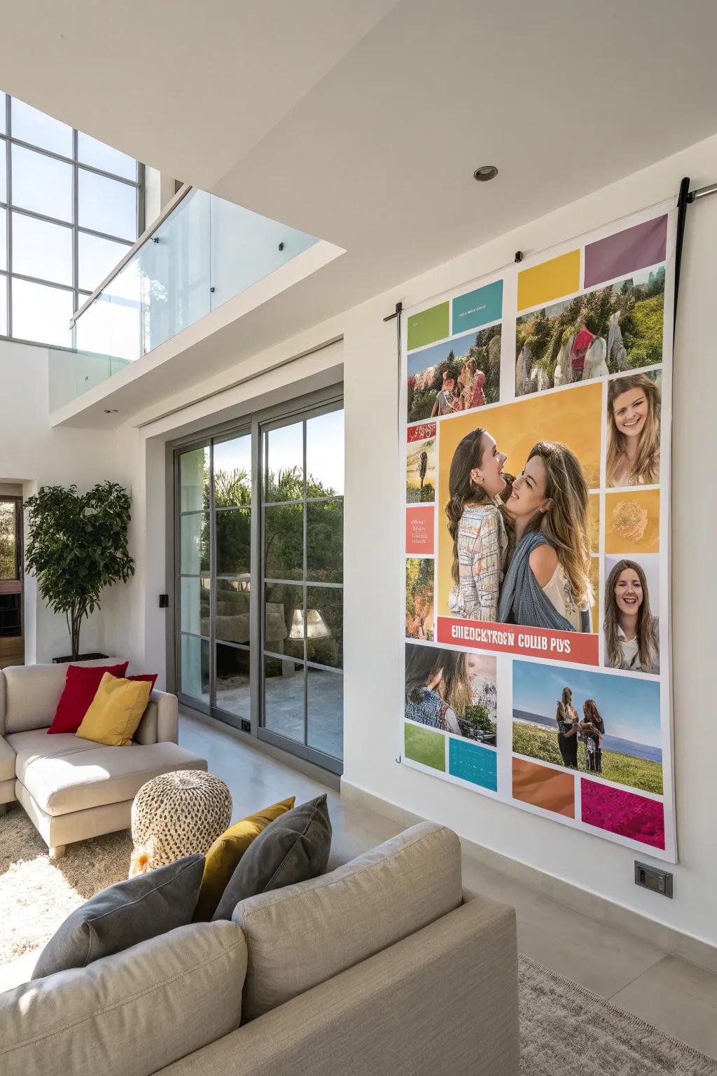 A vibrant photographic mosaic highlighting treasured memories between friends.