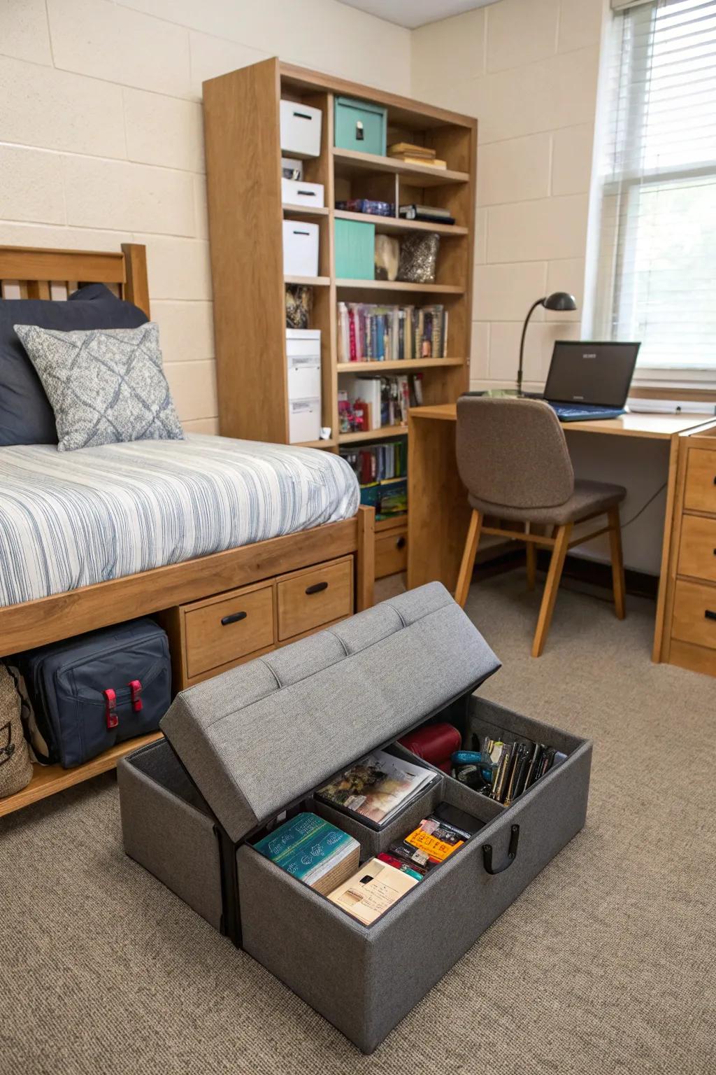 Chic storage solutions using versatile furnishings.