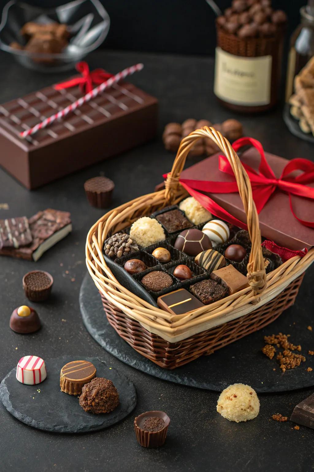A chocolate dream comes alive in this basket.
