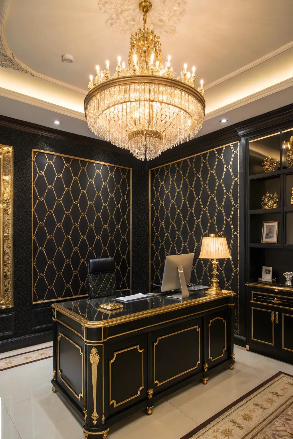 Gilded illumination fixtures can elevate the elegance of any workspace.