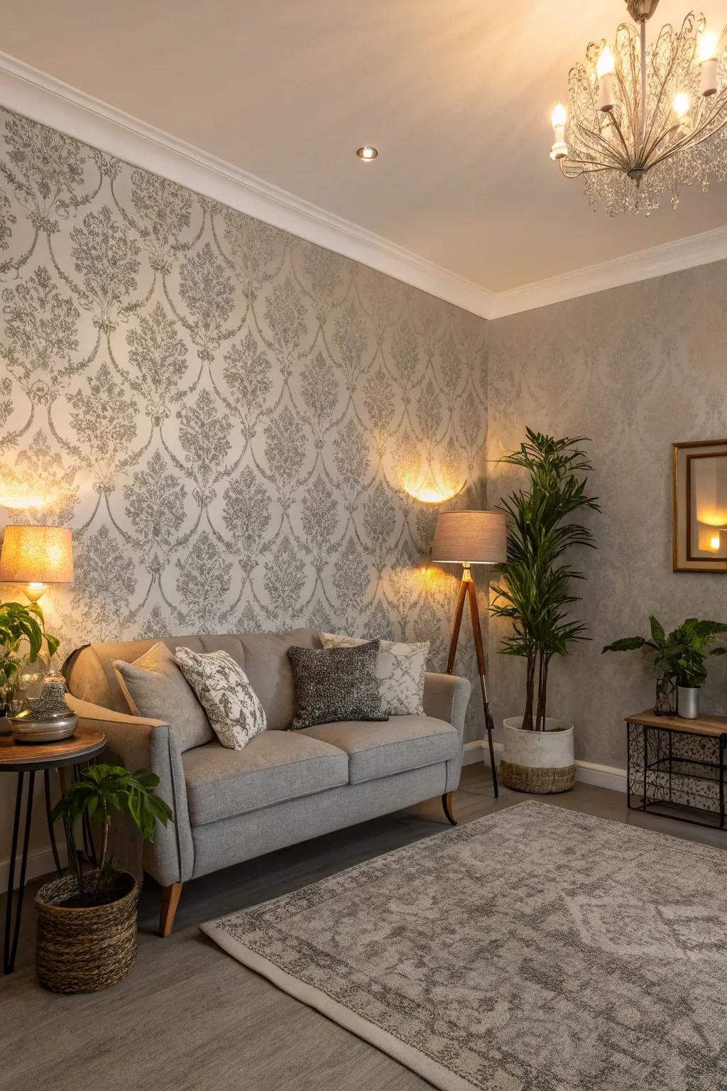 A room showcasing embossed slate covering that radiates dimension and warmth.