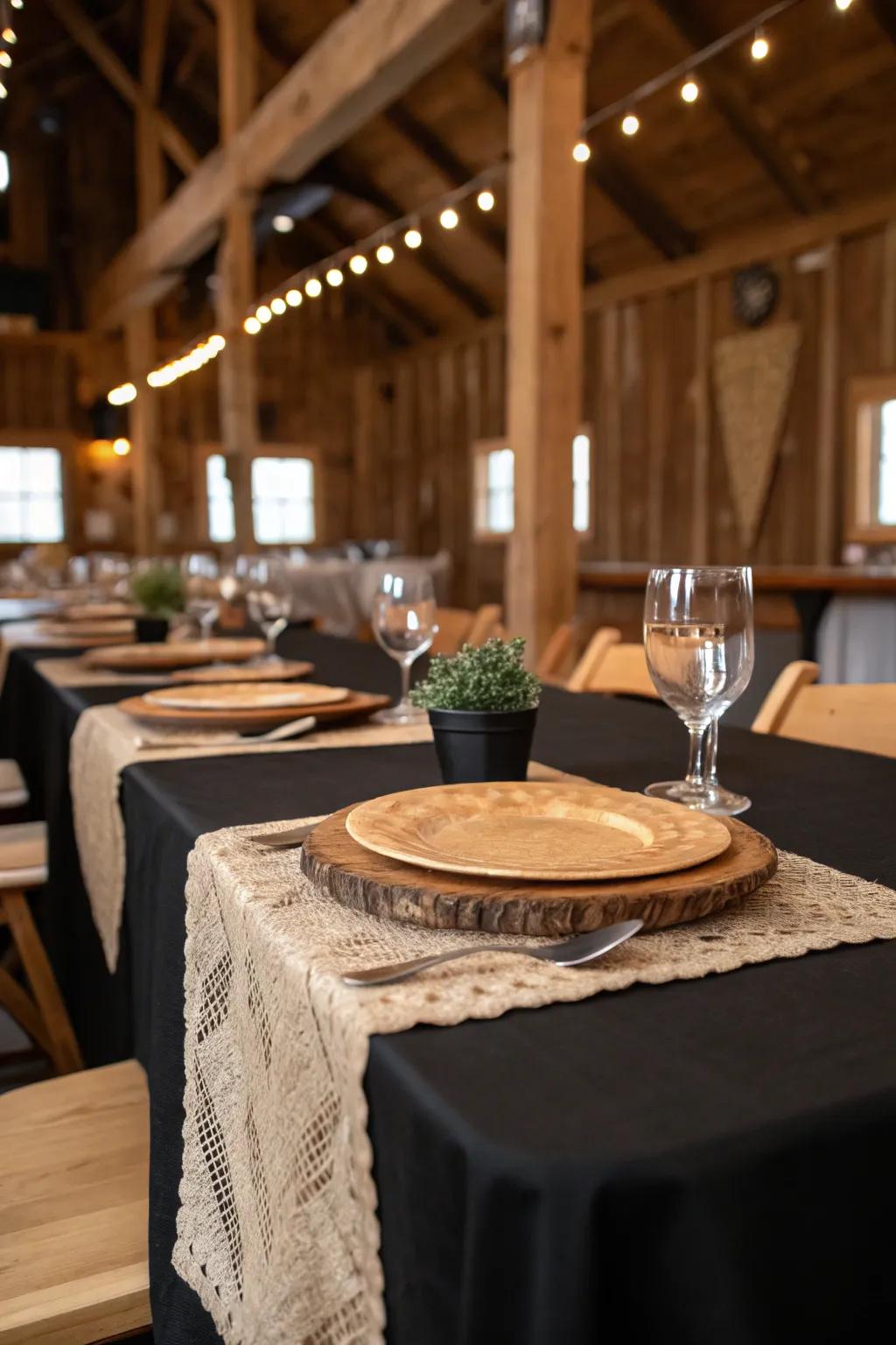 Down-to-earth allure showcased with black and hessian.