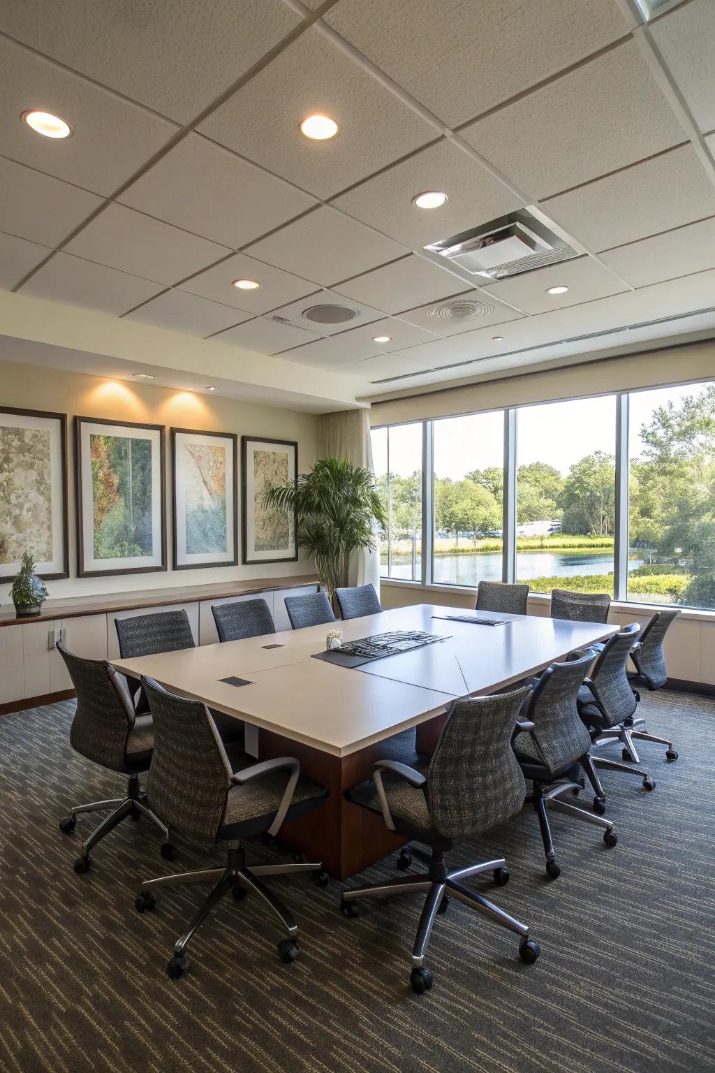 Hollow square seating encouraging partnership and visibility.