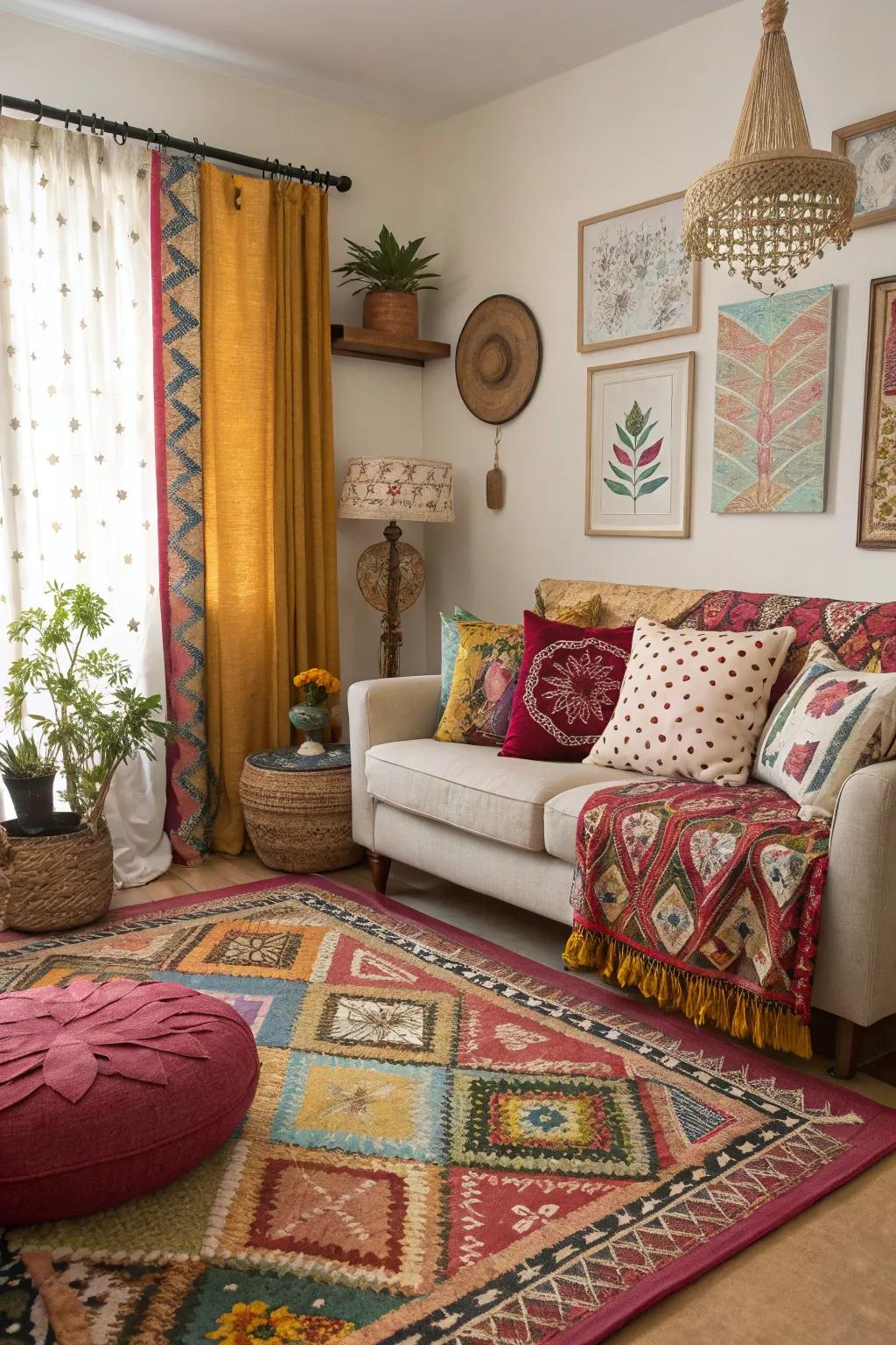 A spirited blend of patterns and tones.