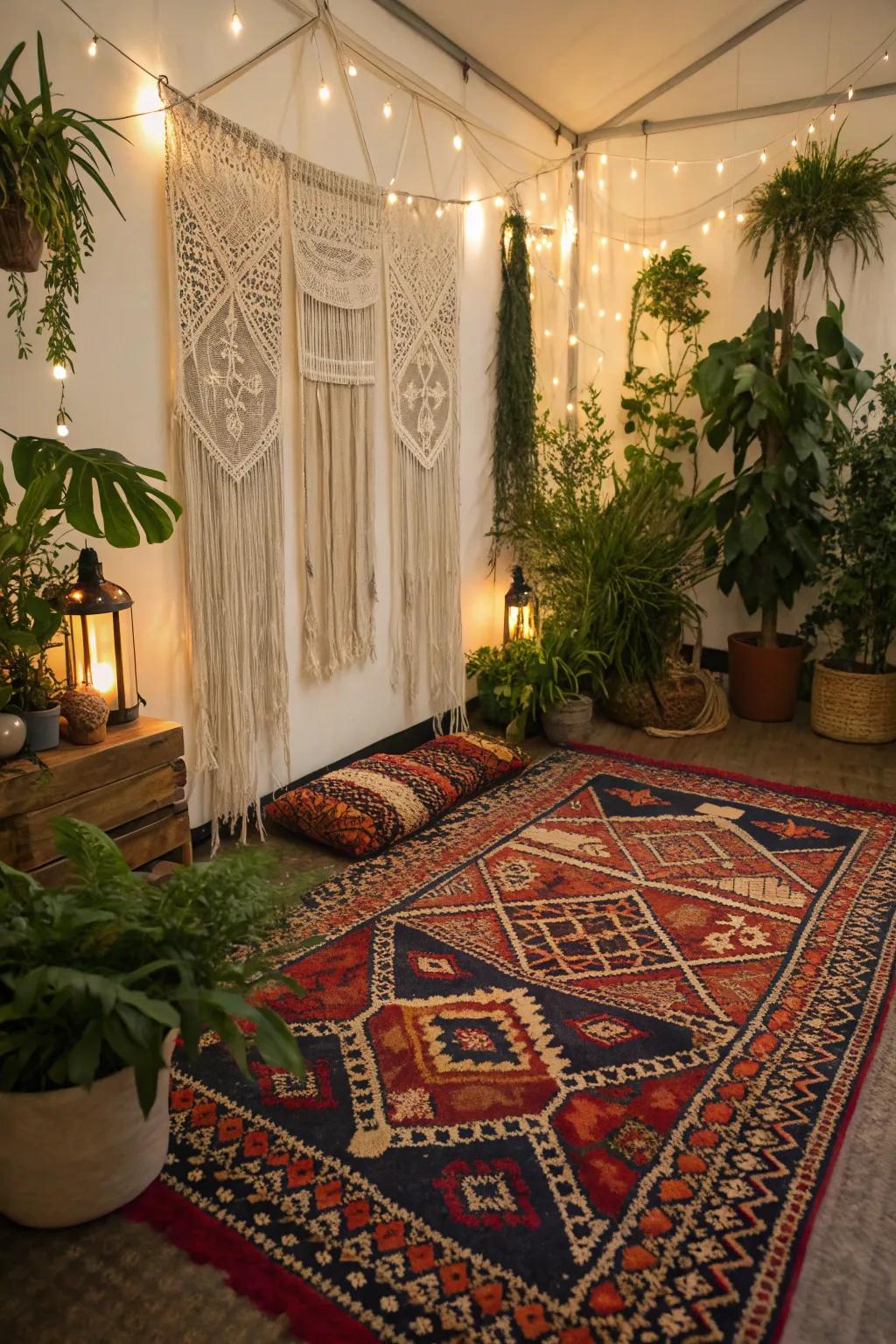 Textured fabrics contribute warmth and personality to the plant space.