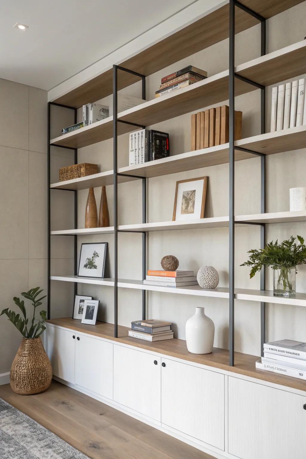 Embrace simplicity with sleek minimalist shelves.