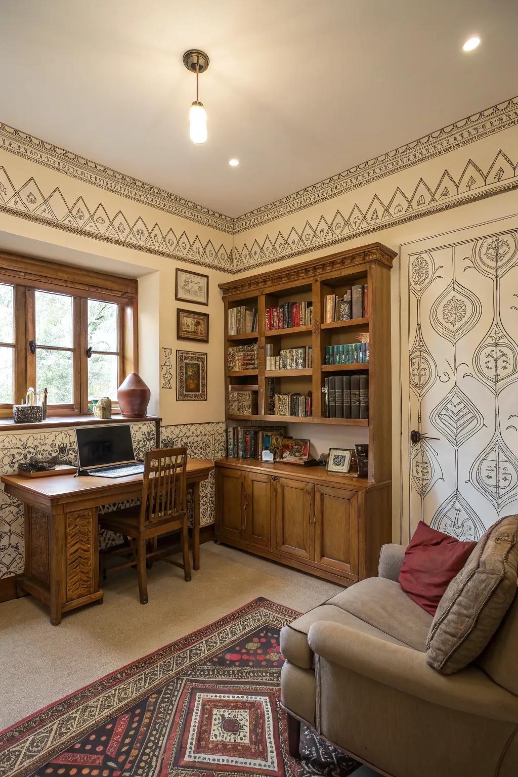 Hand-drawn borders contribute a distinct, personalized aspect to any space.