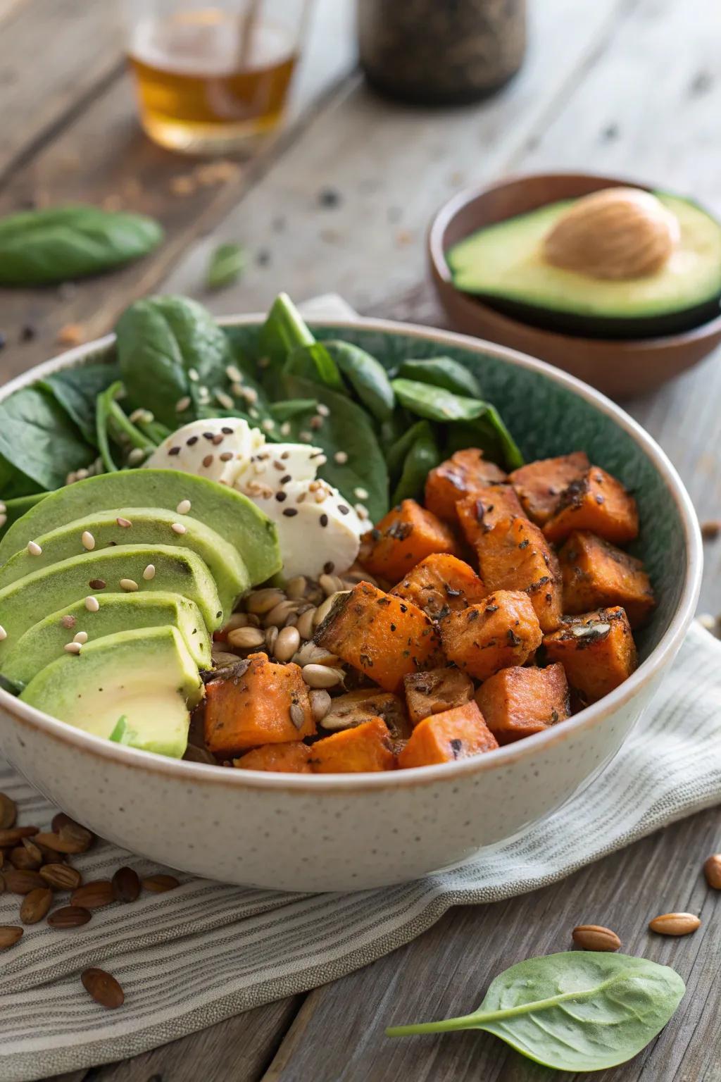 A nurturing sweet potato breakfast bowl to commence your day.