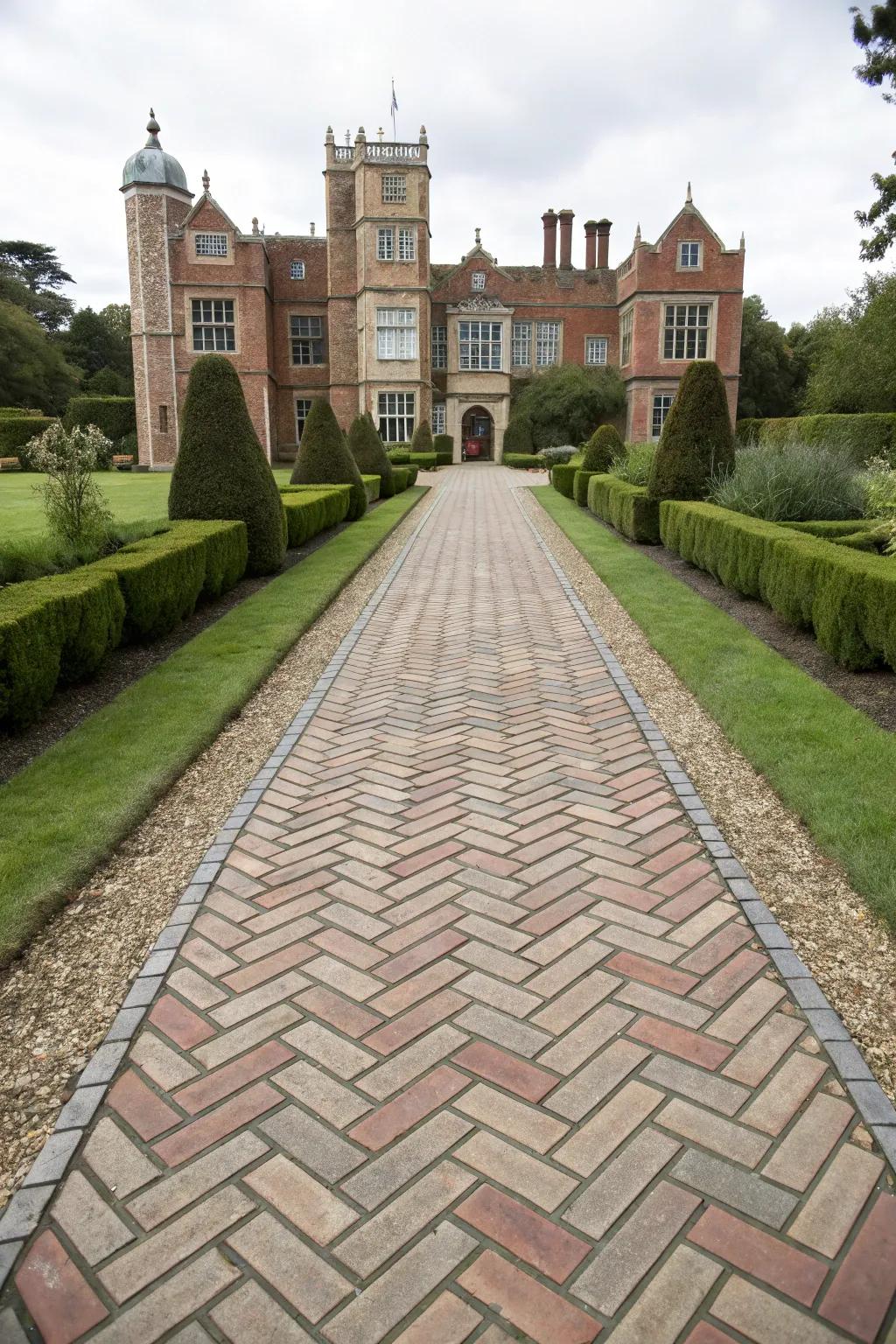 Framed herringbone: Perfect for a conventional entrance.