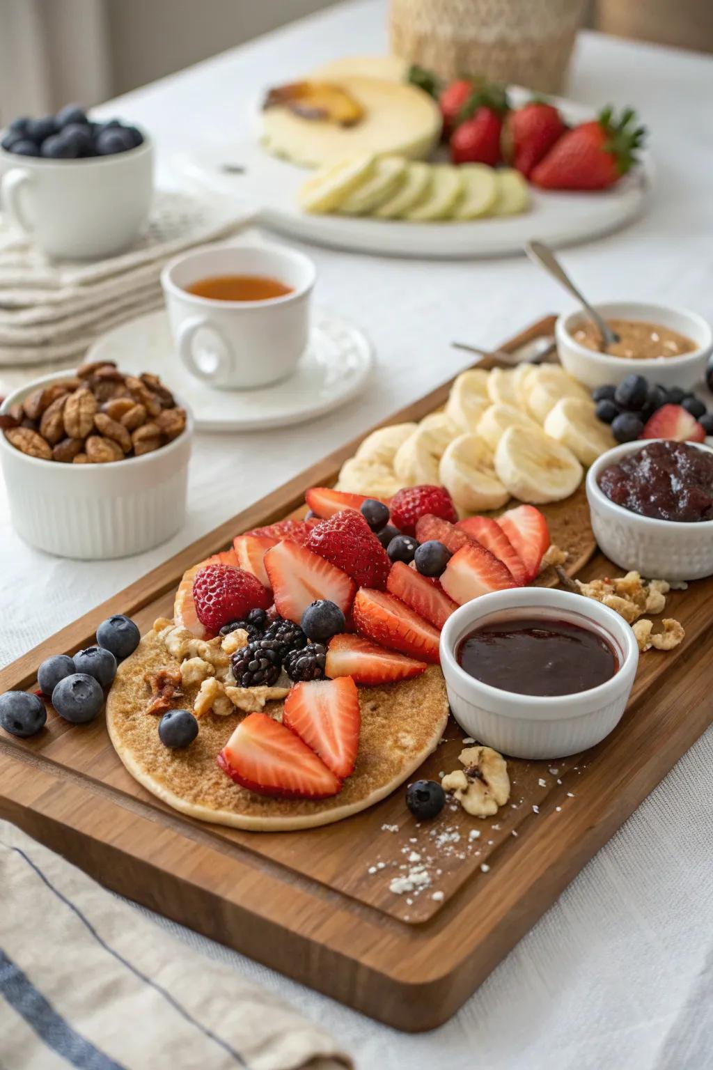 A create-your-own pancake station delivers a fun and interactive brunch experience.