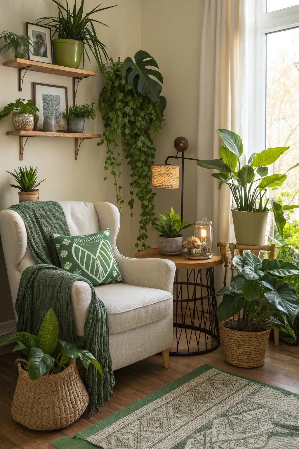 Greenery brings a refreshing, natural feel to your living room décor.