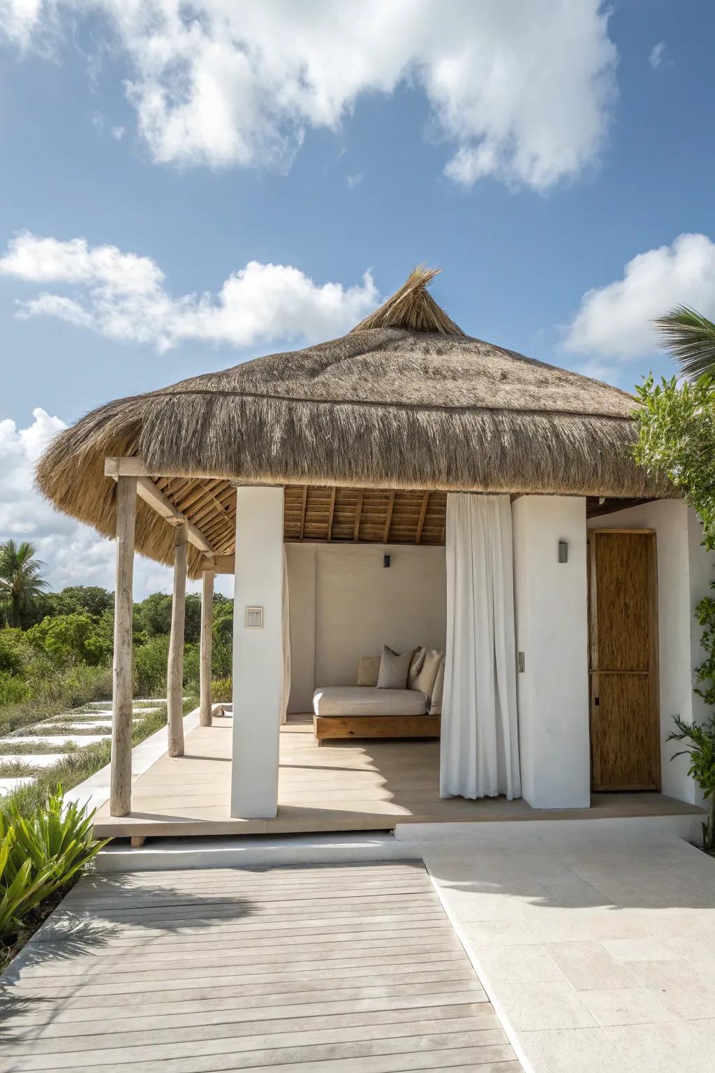 A serene minimalist cabana exuding elegant design.