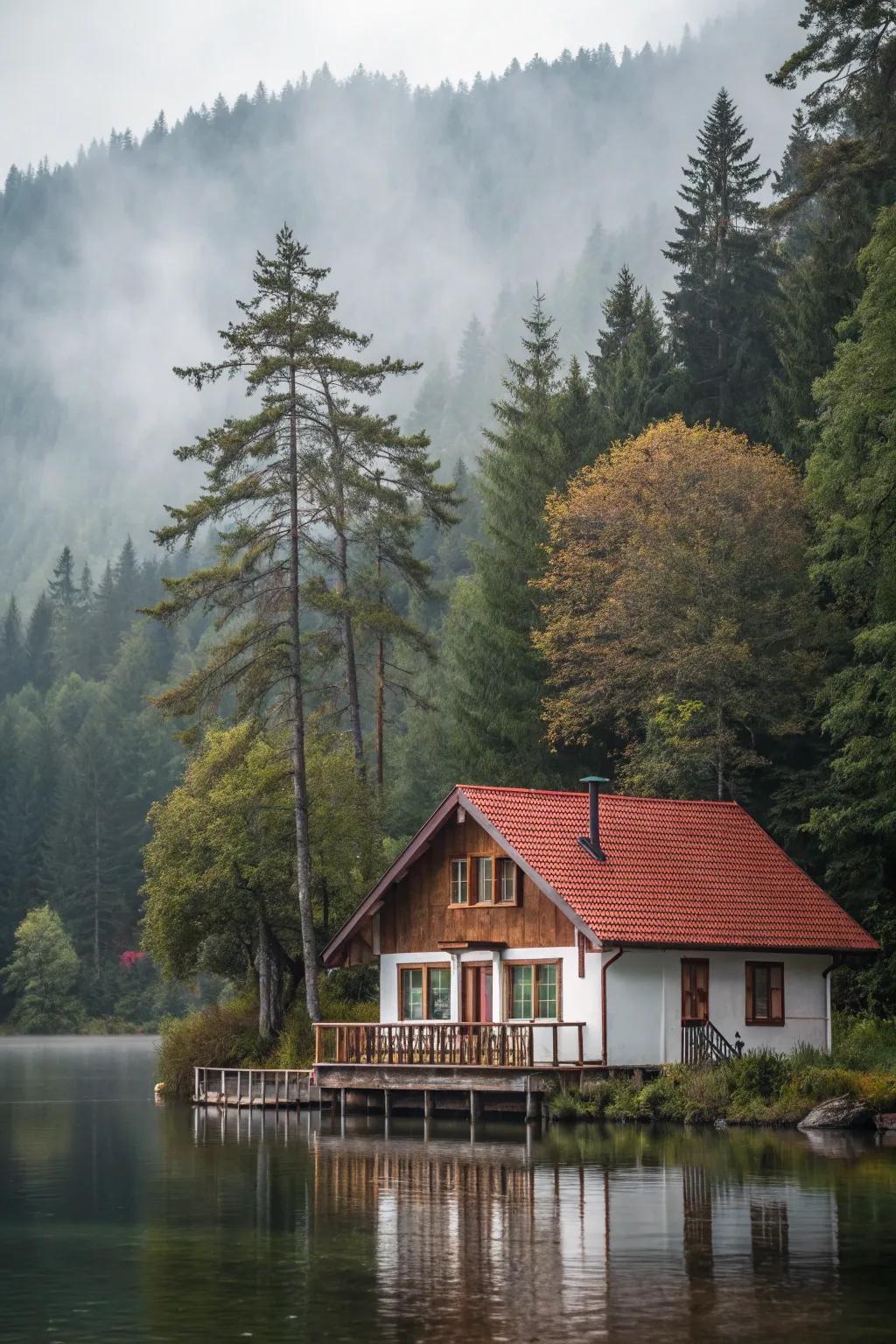 A tranquil cabin location enhances peace.