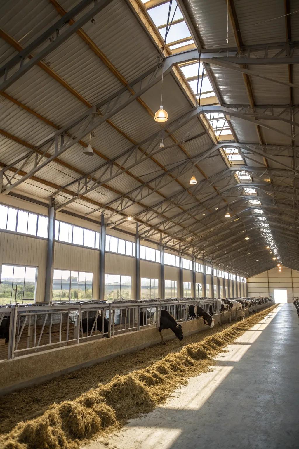 A ventilated calf barn guarantees the movement of fresh air.