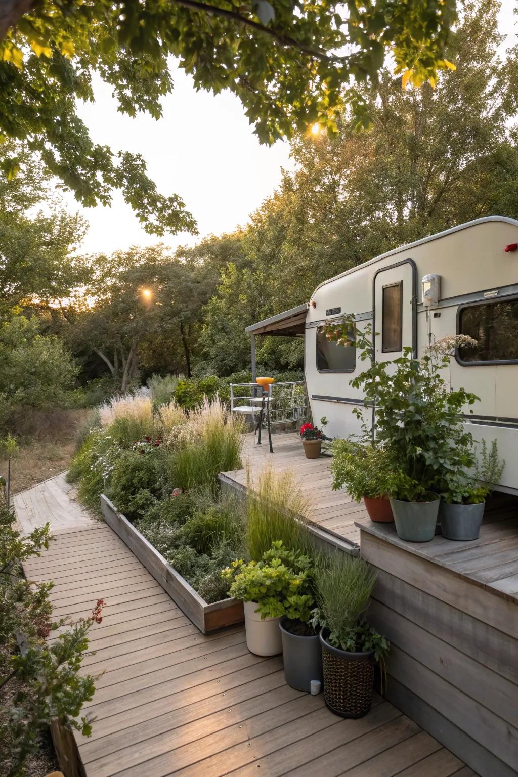 To create a calming getaway, blend your deck with nature.