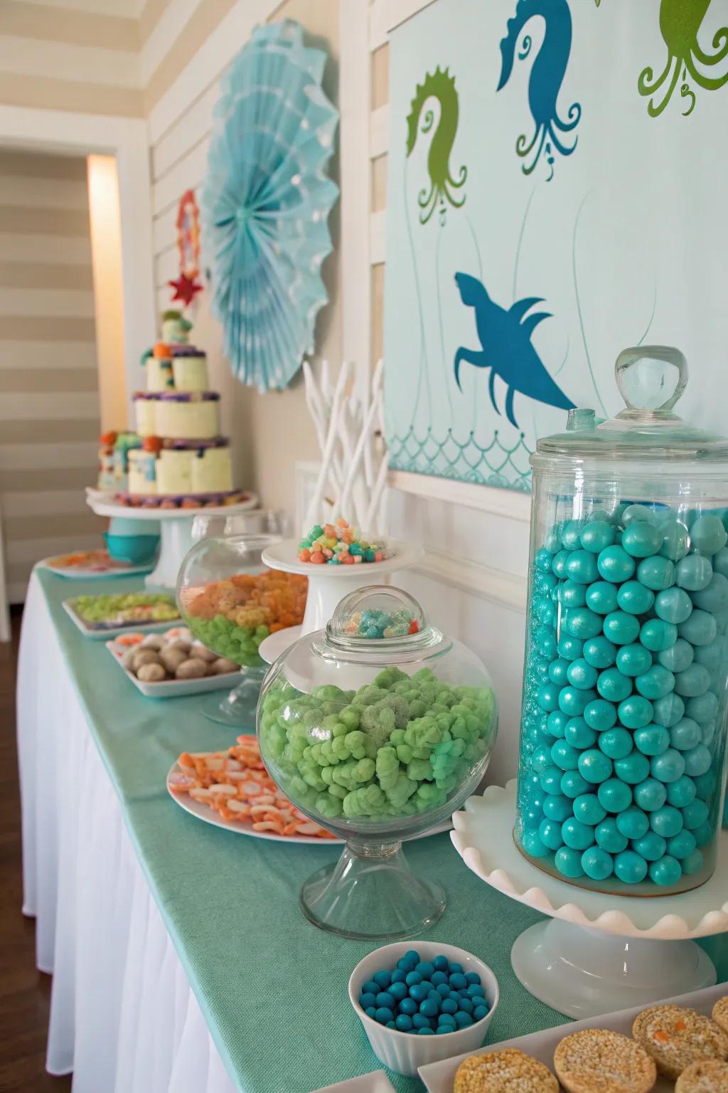An enchanting under the sea candy table.