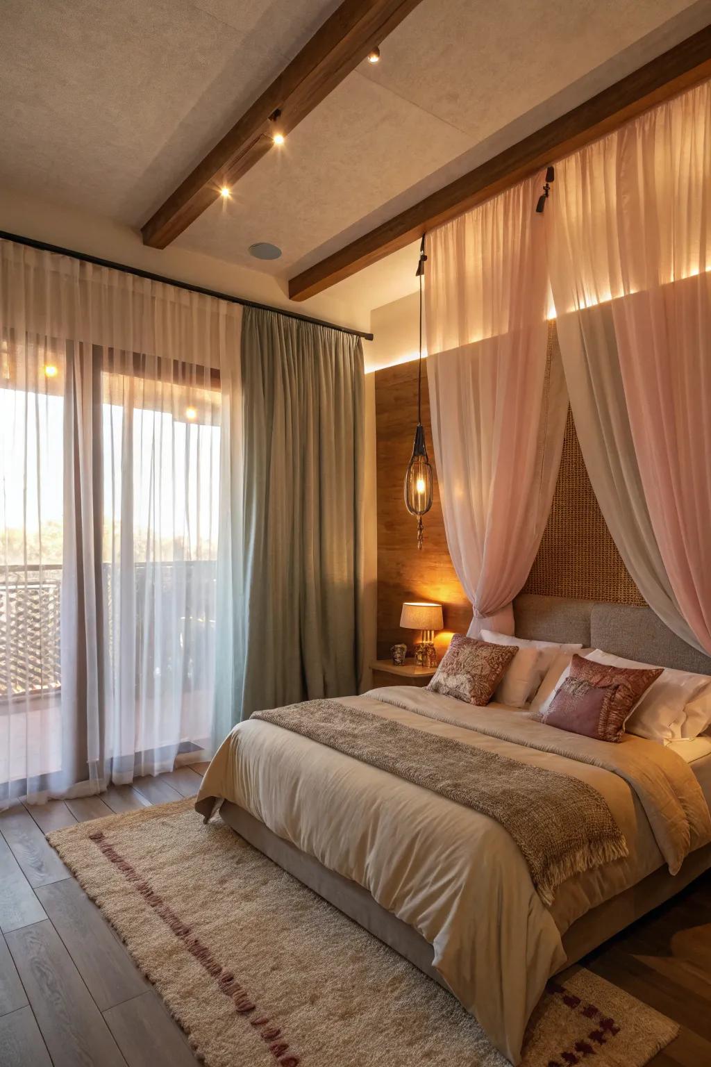 Combined curtains delivering richness and adaptability