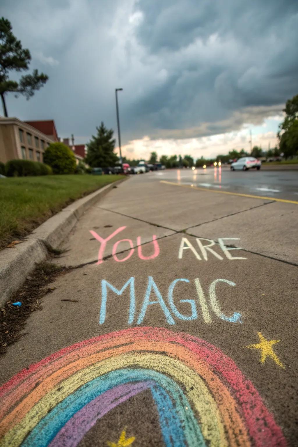 A brilliant prism art stick drawing paired with an inspiring message.