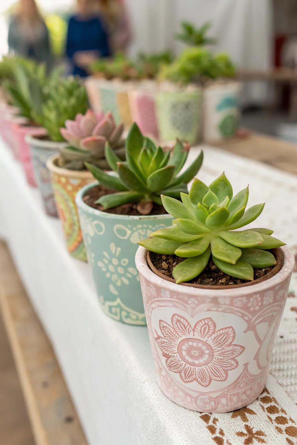 Tiny green plants bring life and beauty to your wedding favors.
