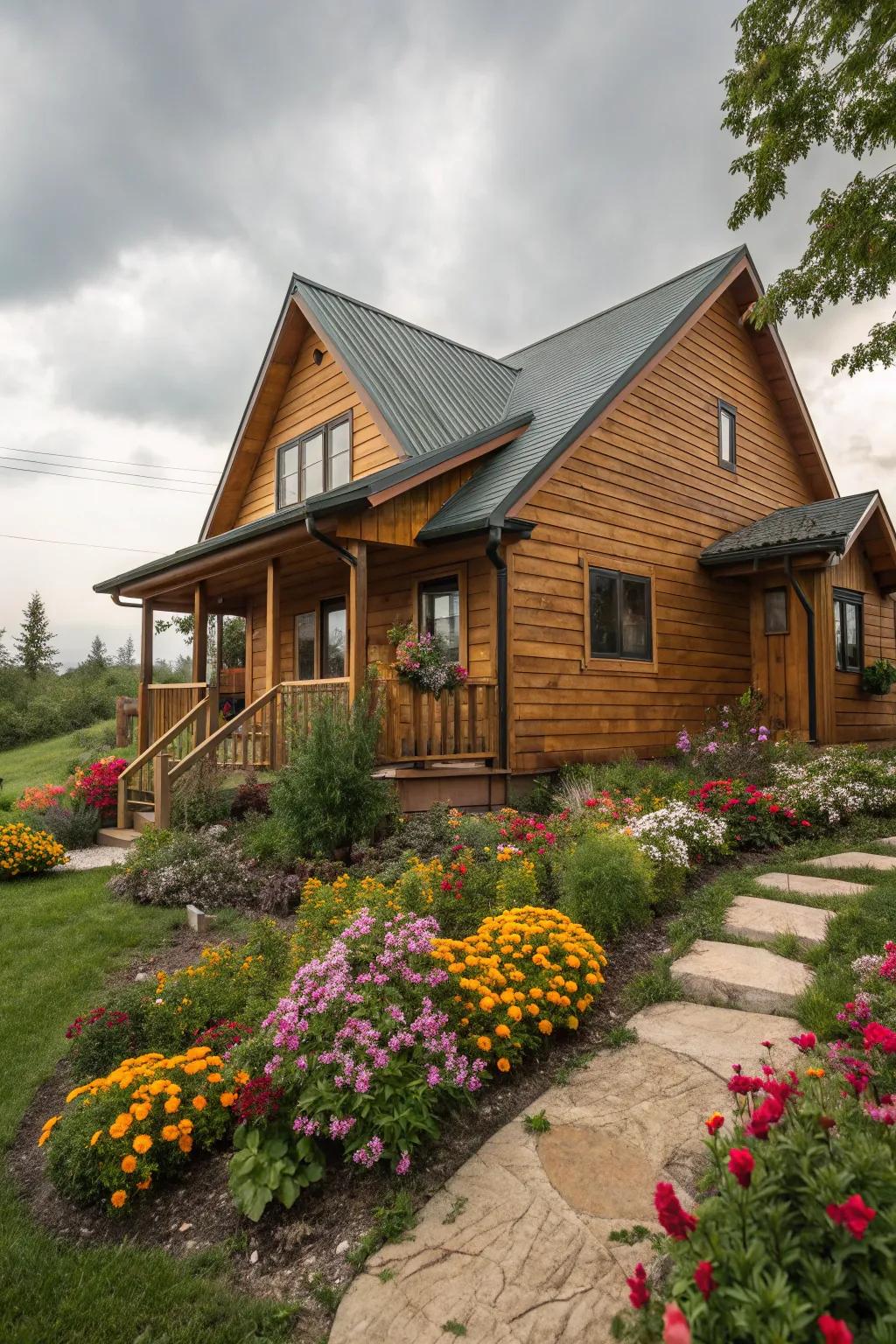 Treated timber siding gives a countryside charm without the upkeep.