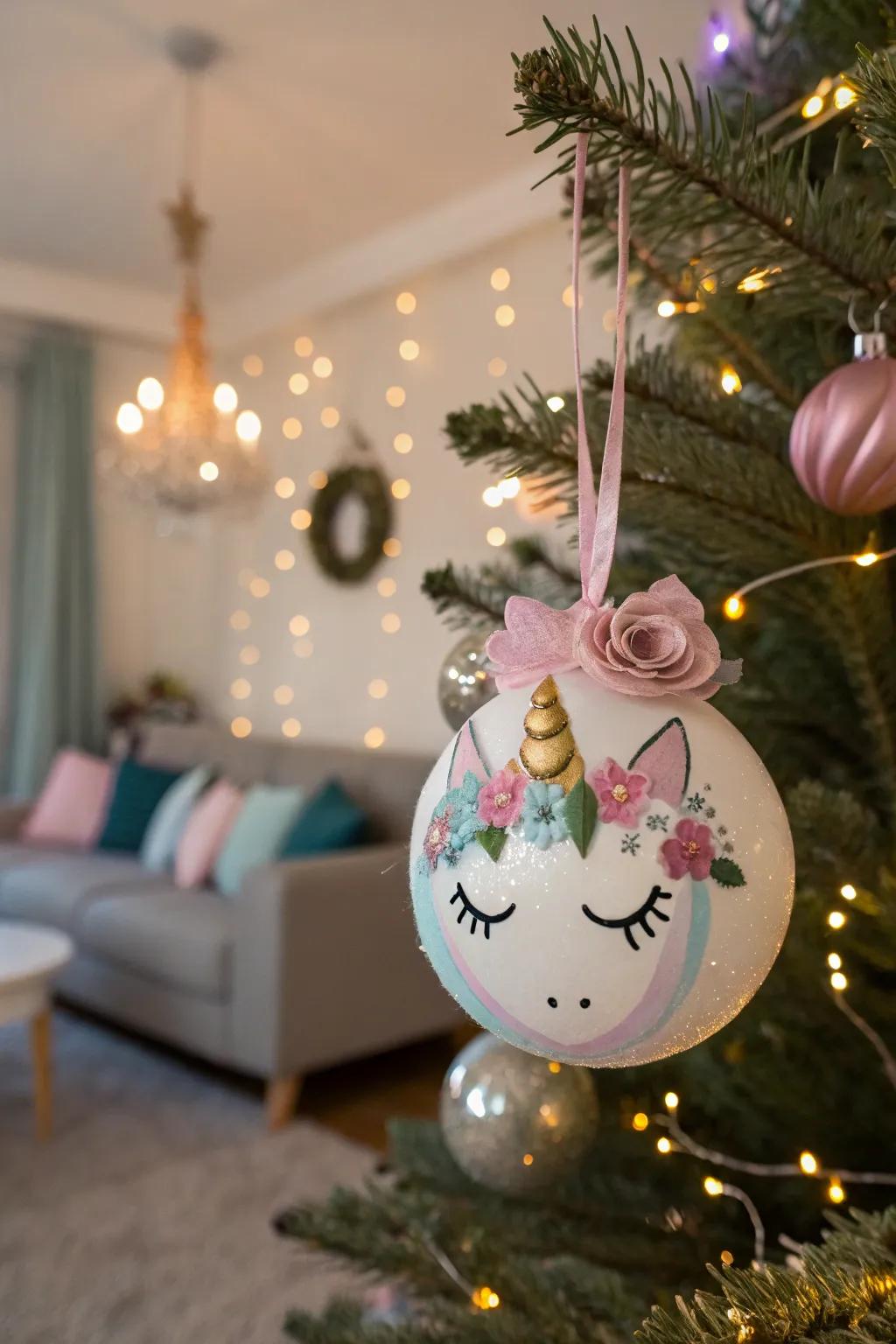 A mythical equine decoration imparts a magical accent to your holiday ambiance.