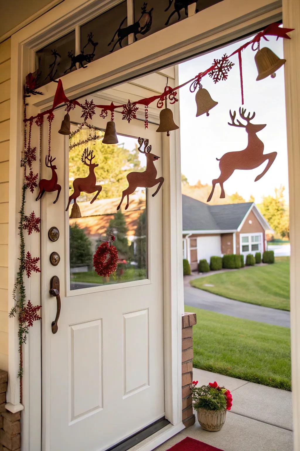 An amusing caribou procession extending greetings to your visitors.