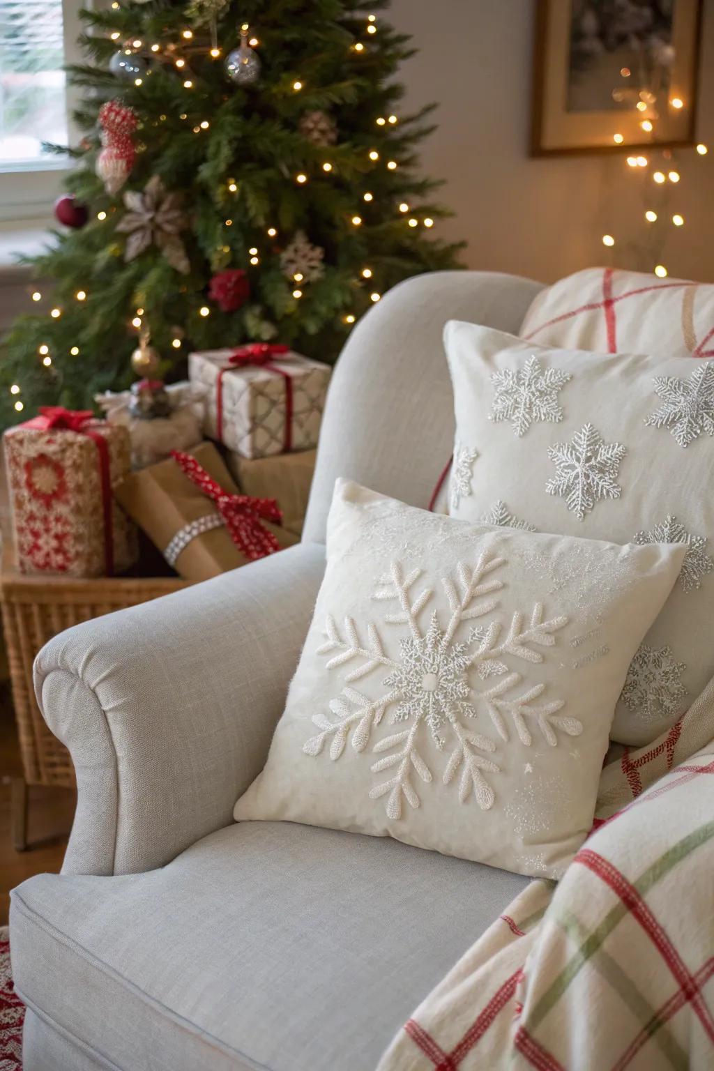 Glistening ice crystal embellishments infuse a suggestion of wintry enchantment within the premises.